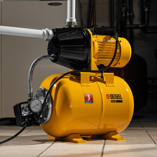 Насосная станция PS1100С, 1100 Вт, 4500 л/ч, ресивер 24 л, подъем 46 м, чугун Denzel по ценам производителя в Уфе с доставкой по всей России