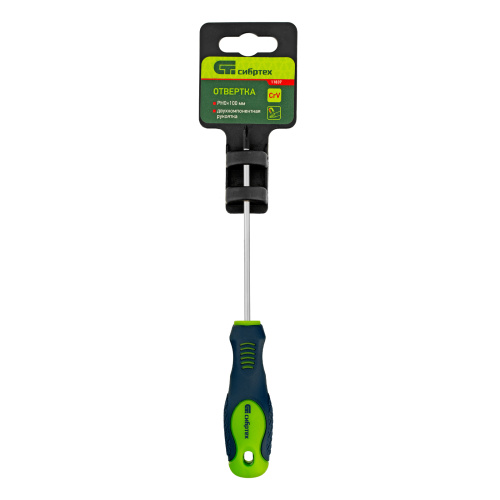 Отвертка, PH0 х 100 мм, CrV, двухкомпонентная рукоятка Сибртех по ценам производителя в Уфе с доставкой по всей России
