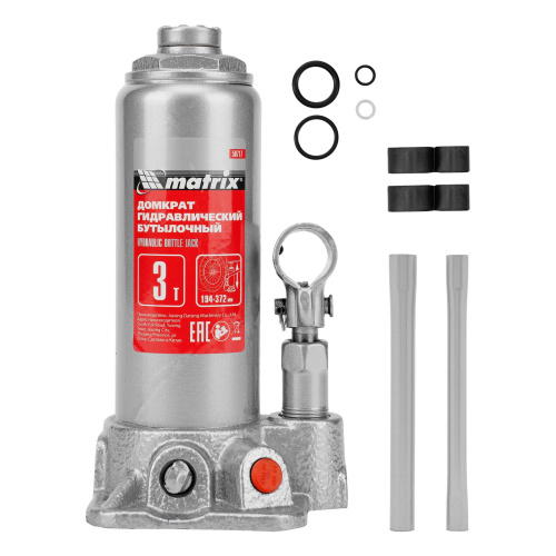 Домкрат гидравлический бутылочный, 3 т, высота подъема 194-372 мм Matrix по ценам производителя в Уфе с доставкой по всей России