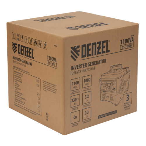 Генератор инверторный GS-1100iF, 1,1 кВт, 230 В, ручной старт DENZEL купить в Москве с доставкой по всей России | ProtosMarket.ru
