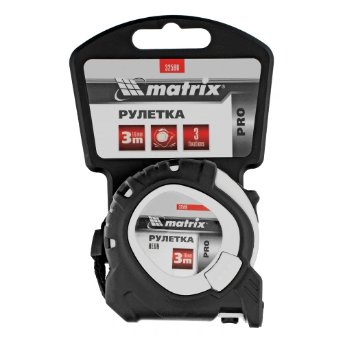 Рулетка Neon,3 м x 16 мм,обрезиненный корпус,3 фиксации,Pro Matrix по ценам производителя в Уфе с доставкой по всей России