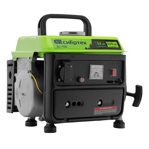 Генератор бензиновый БС-950, 0.8 кВт, 230 В, 2-х тактный, 4 л, ручной стартер Сибртех по ценам производителя в Уфе с доставкой по всей России
