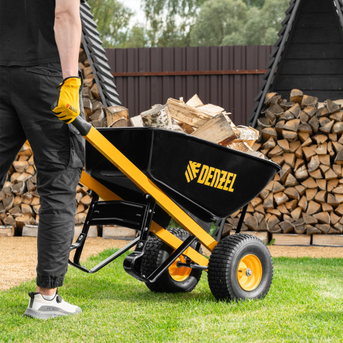 Тачка строительная, усиленная, объем 140 л, 250 кг, двухколесная, колесо 15х6.00-6 Denzel по ценам производителя в Уфе с доставкой по всей России