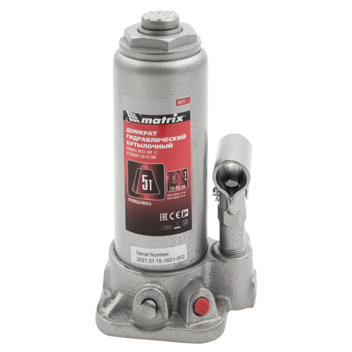 Домкрат гидравлический бутылочный, 5 т, высота подъема 216-413 мм Matrix по ценам производителя в Уфе с доставкой по всей России