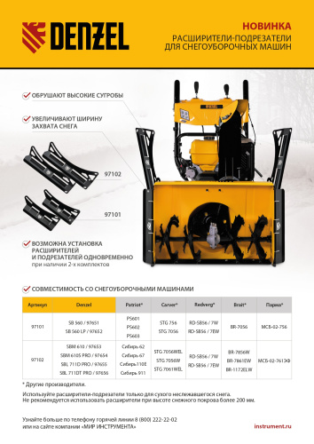 Расширители-подрезатели для снегоуборочных машин 97653-97656, 2 шт. Denzel по ценам производителя в Уфе с доставкой по всей России