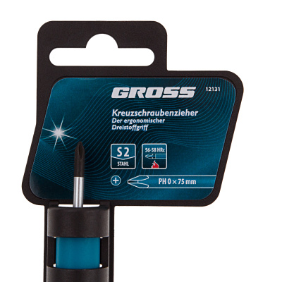 Отвертка PH0 x 75 мм, S2, трехкомпонентная рукоятка Gross по ценам производителя в Уфе с доставкой по всей России