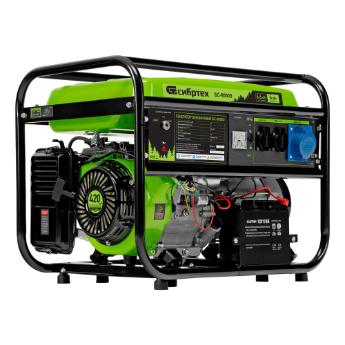 Генератор бензиновый БС-8000Э, 6,6 кВт, 230В, четырехтактный, 25 л, электростартер Сибртех по ценам производителя в Уфе с доставкой по всей России