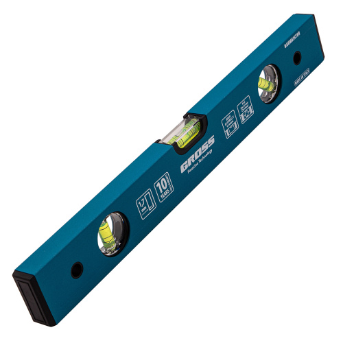 Уровень алюминиевый усиленный, 400 мм, 3 глазка Gross по ценам производителя в Уфе с доставкой по всей России