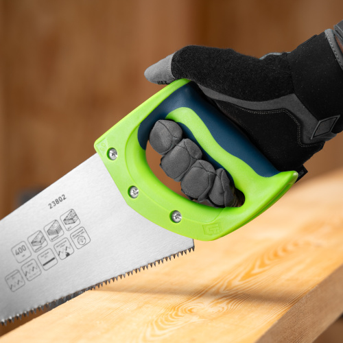 Ножовка по дереву "Зубец", 400 мм, 7-8 TPI, каленый зуб 2D, двухкомпонентная рукоятка Сибртех по ценам производителя в Уфе с доставкой по всей России