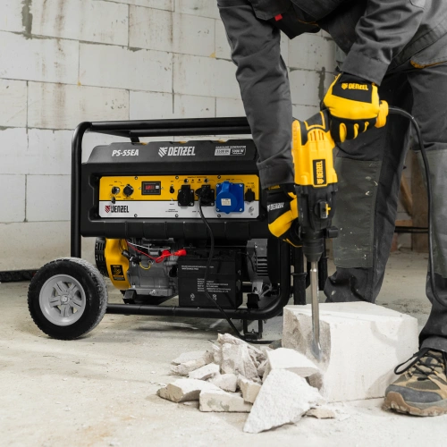 Генератор бензиновый PS 55 EA, 5.5 кВт, 230 В, 25 л, коннектор автоматики, электростартер Denzel по ценам производителя в Уфе с доставкой по всей России