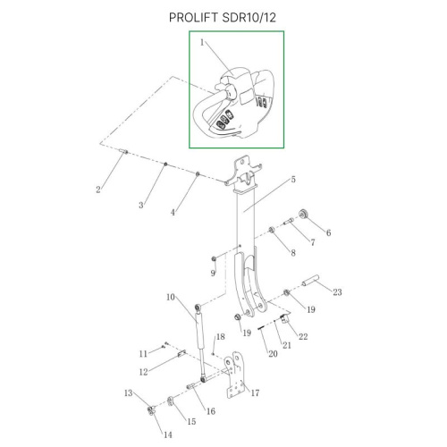 Верхняя часть ручки в сборе для штабелеров SDR 1016/1030/1035/1225/1230/1235/1635 по ценам производителя в Уфе с доставкой по всей России