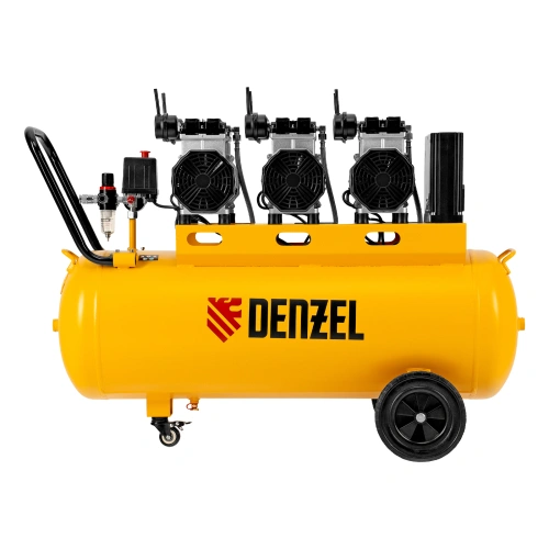 Компрессор безмасляный, малошумный DLS 3300/100, 3300 Вт,3x1100, 100 л, 570 л/мин ,блок управления Denzel по ценам производителя в Уфе с доставкой по всей России