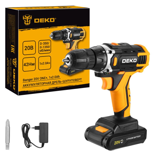 Аккумуляторная дрель-шуруповерт DEKO Banger 20V ONE+, 1x2.0Ач по ценам производителя в Уфе с доставкой по всей России