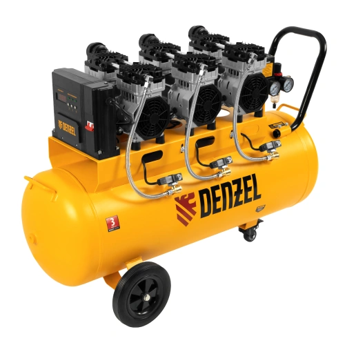 Компрессор безмасляный, малошумный  DLS 2250/100, 2250 Вт, 3x750, 100 л, 410 л/мин блок управления/ Denzel по ценам производителя в Уфе с доставкой по всей России