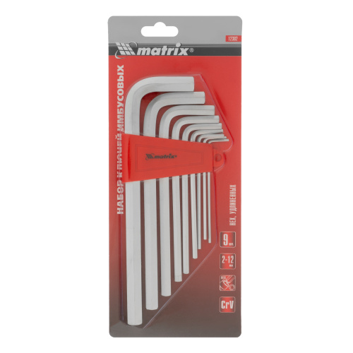 Набор ключей имбусовых HEX, 2-12 мм, CrV, 9 шт, удлиненныее с сатинированным покрытием Matrix по ценам производителя в Уфе с доставкой по всей России