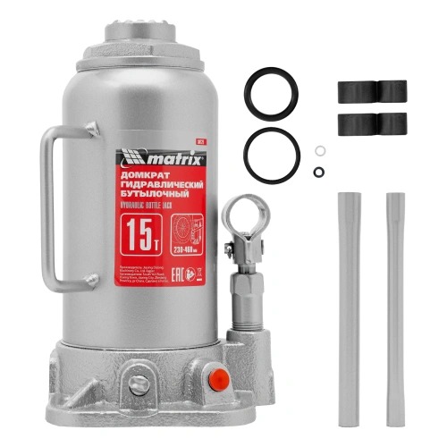 Домкрат гидравлический бутылочный, 15 т, высота подъема 230-460 мм Matrix по ценам производителя в Уфе с доставкой по всей России