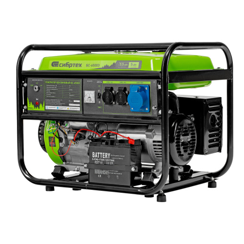 Генератор бензиновый БС-6500Э, 5.5 кВт, 230В, четырехтактный, 25 л, электростартер Сибртех по ценам производителя в Уфе с доставкой по всей России