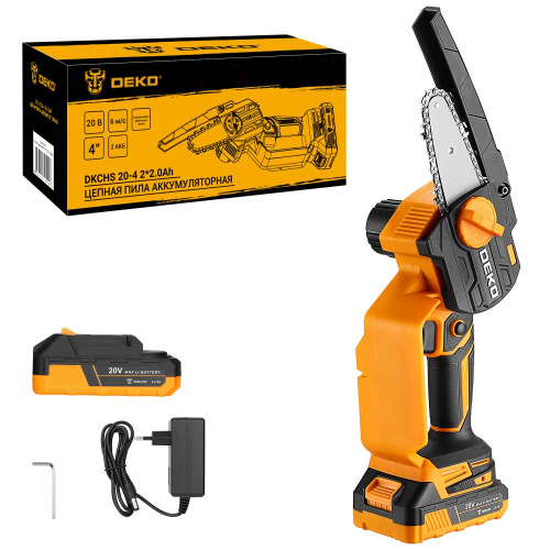 Пила цепная аккумуляторная DEKO DKCHS 20-4, 20В, 2x2.0Ач купить в Москве с доставкой по всей России | ProtosMarket.ru