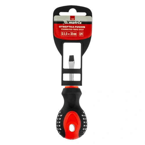 Отвертка Fusion, SL5 х 38 мм, CrV, трехкомпонентная рукоятка "Anti slip" Matrix по ценам производителя в Уфе с доставкой по всей России