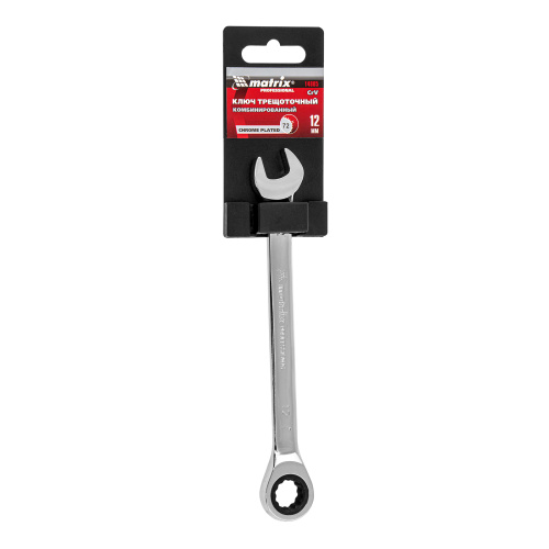 Ключ комбинированный трещоточный, 12 мм, CrV, зеркальный хром Matrix Professional по ценам производителя в Уфе с доставкой по всей России