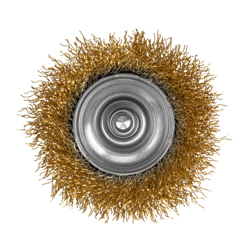 Щетка для дрели, 65 мм, "чашка" со шпилькой, латунированная витая проволока Matrix по ценам производителя в Уфе с доставкой по всей России