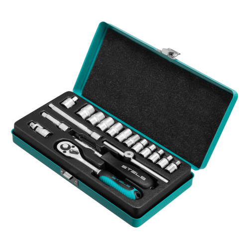 Набор торцевых головок с трещоткой, 1/4", 18 предметов Stels по ценам производителя в Уфе с доставкой по всей России