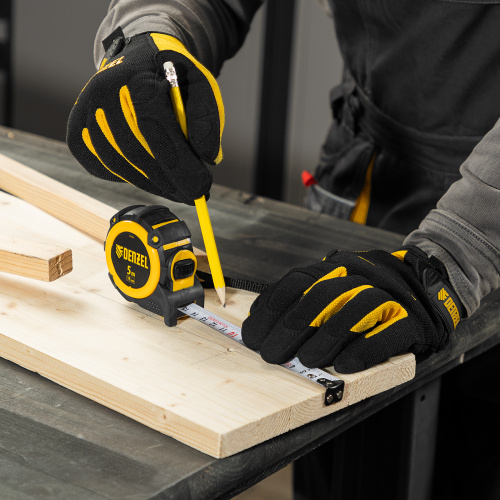 Рулетка 5м х 19мм, автоматич. фиксац., нейлон. покрытие, магнит. зацеп, двухстор. разметка Denzel по ценам производителя в Уфе с доставкой по всей России