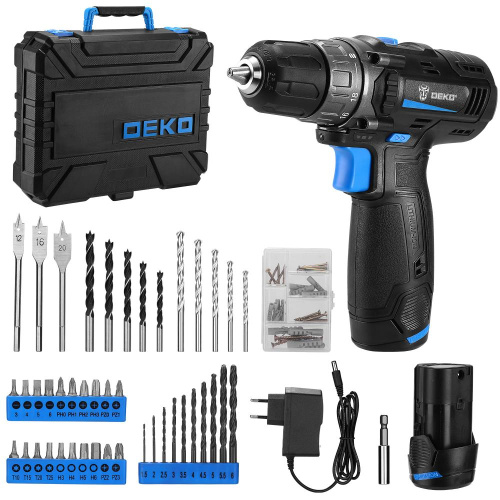 Аккумуляторная дрель-шуруповерт DEKO DKCD12 в кейсе + набор инструментов 92 шт, 12В, 2х2.0 Ач по ценам производителя в Уфе с доставкой по всей России