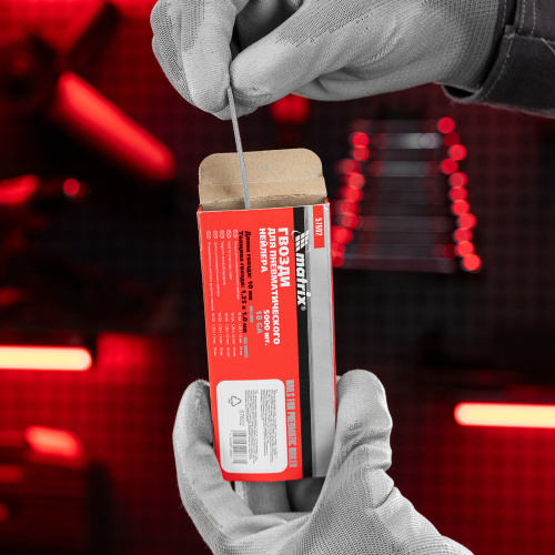 Гвозди для пневматического нейлера, длина 10 мм, ширина 1.25 мм, толщина 1 мм, 5000 шт Matrix по ценам производителя в Уфе с доставкой по всей России