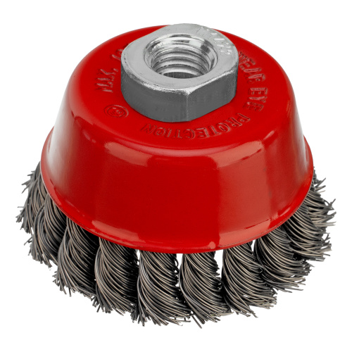 Щетка для УШМ, 75 мм, М14, "чашка", крученая проволока 0.5 мм Matrix по ценам производителя в Уфе с доставкой по всей России