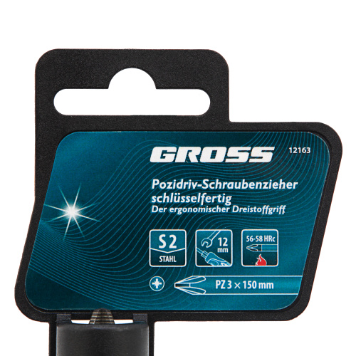 Отвертка PZ3 x 150 мм, S2, трехкомпонентная ручка Gross по ценам производителя в Уфе с доставкой по всей России