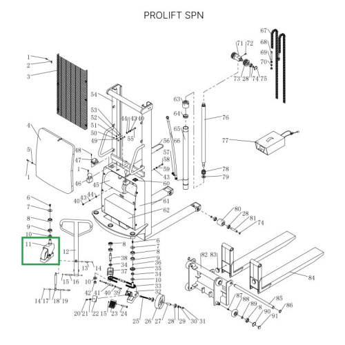 Поворотная опора для поворотных колес для штабелеров SPN (в сборе с колесом) по ценам производителя в Уфе с доставкой по всей России