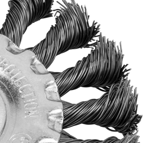 Щетка для УШМ, 100 мм, посадка 22.2 мм, плоская, крученая проволока 0.5 мм Сибртех по ценам производителя в Уфе с доставкой по всей России