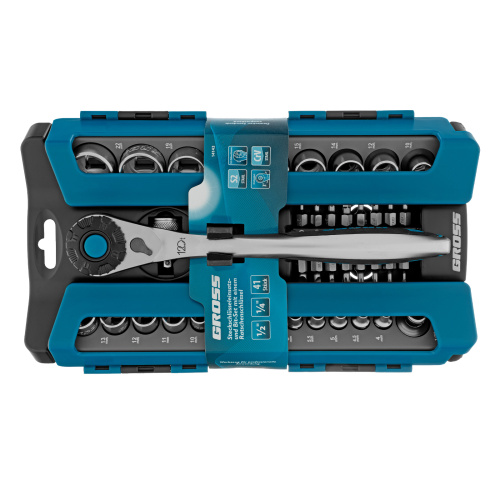Набор торцевых головок, трещотка 120 зубьев, 1/2", 1/4", CrV, 41 предмет Gross по ценам производителя в Уфе с доставкой по всей России