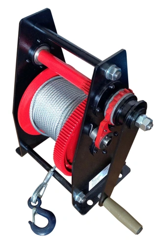 Лебедка ручная барабанная с тросом 750/1500кг  40м с храповым механизмом и полиспастом TOR ЛР по ценам производителя в Уфе с доставкой по всей России