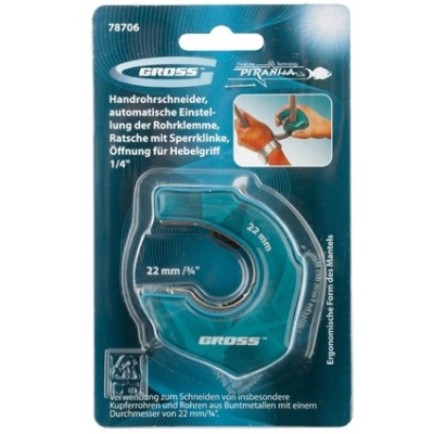 Труборез ладонный"Piranha", 22 мм, 3/4, автоматическая регулировка зажима трубы, трещотка с храповым механизмом, отверстие 1/4 Gross по ценам производителя в Уфе с доставкой по всей России