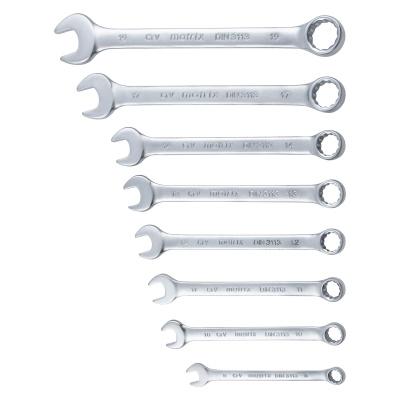 Набор ключей комбинированных, 8-19 мм, 8 шт, CrV, матовый хром Matrix по ценам производителя в Уфе с доставкой по всей России