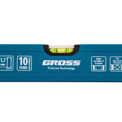 Уровень алюминиевый усиленный, 400 мм, 3 глазка Gross по ценам производителя в Уфе с доставкой по всей России