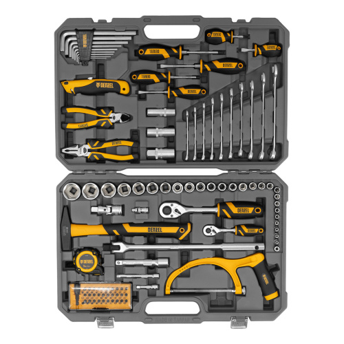 Набор инструментов, 1/2", 1/4", CrV, S2, пластиковый кейс, 100 предметов Denzel по ценам производителя в Уфе с доставкой по всей России