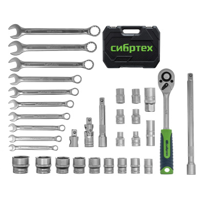 Набор инструментов, 1/2", пластиковый кейс, 32 предмета// Сибртех по ценам производителя в Уфе с доставкой по всей России