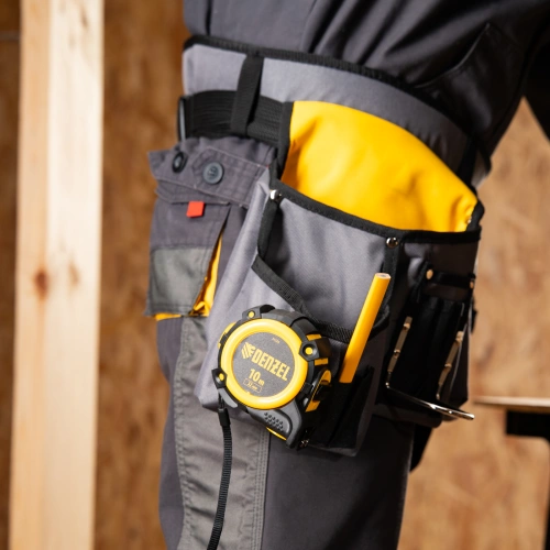 Рулетка 10м х 32мм, автоматич. фиксац., нейлон. покрытие, магнит. зацеп, двухстор. разметка Denzel по ценам производителя в Уфе с доставкой по всей России