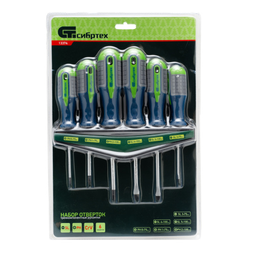 Набор отверток, CrV, трехкомпонентные рукоятки, 6 предметов Сибртех по ценам производителя в Уфе с доставкой по всей России