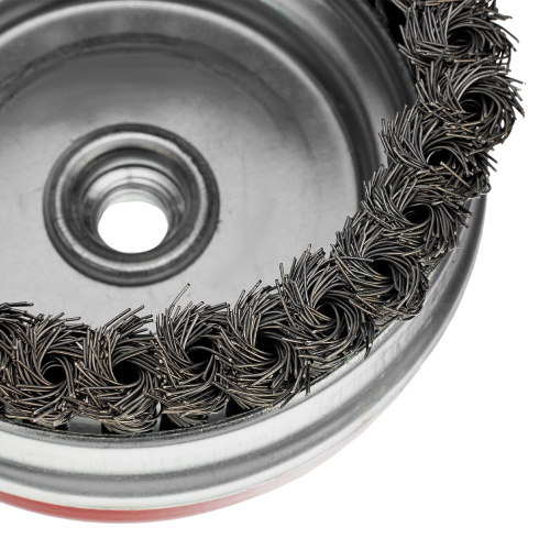 Щетка для УШМ Heavy Duty, 125 мм, М14, "чашка", крученая проволока 0.5 мм Matrix по ценам производителя в Уфе с доставкой по всей России