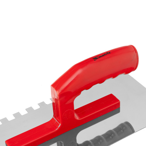 Гладилка из нержавеющей стали, 280 х 130 мм, зеркальная полировка, пластмассовая ручка, зуб 10 х 10 мм Matrix по ценам производителя в Уфе с доставкой по всей России