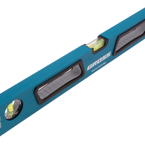 Уровень алюминиевый, 600 мм, усиленный с ударопрочными заглушками, рукоятки, 3 глазка Gross по ценам производителя в Уфе с доставкой по всей России