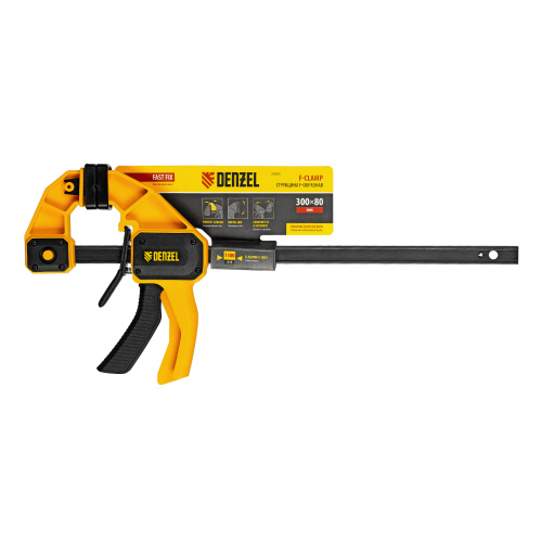 Струбцина F-образная, быстрозажимная, 300 х 80 мм, усиленный нейлоновый корпус Denzel по ценам производителя в Уфе с доставкой по всей России