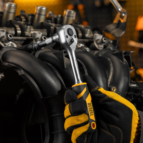 Ключ-трещотка 3/8", 90 зубьев, с быстрым сбросом, CrV Denzel по ценам производителя в Уфе с доставкой по всей России