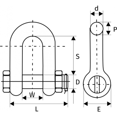 Скоба прямая  9,5 т, G2150, с гайкой и шплинтом размер 1 - 1/8 по ценам производителя в Уфе с доставкой по всей России