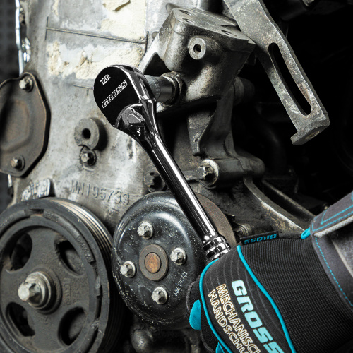 Ключ-трещотка 1/2", CrV, 120 зубьев, цельнометаллический, хром Gross по ценам производителя в Уфе с доставкой по всей России