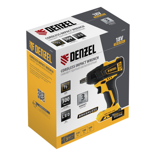 Гайковерт ударный аккумуляторный бесщет CIW-IB-300-0, Li-ion, 18В, 300Нм Denzel по ценам производителя в Уфе с доставкой по всей России